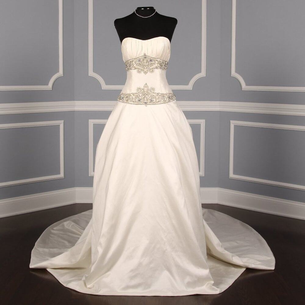 ST PUCCHI Bridal Wedding Dress Silk Shantung Crystals Strapless Corset Isabella